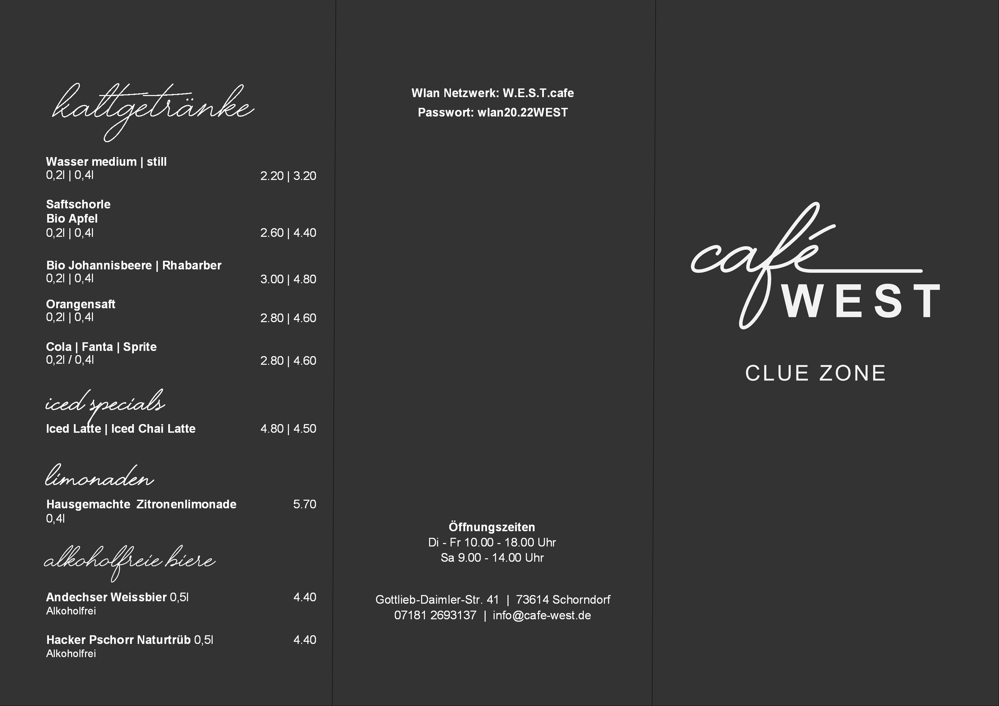 Menu von Cafe West in Schorndorf, page 2