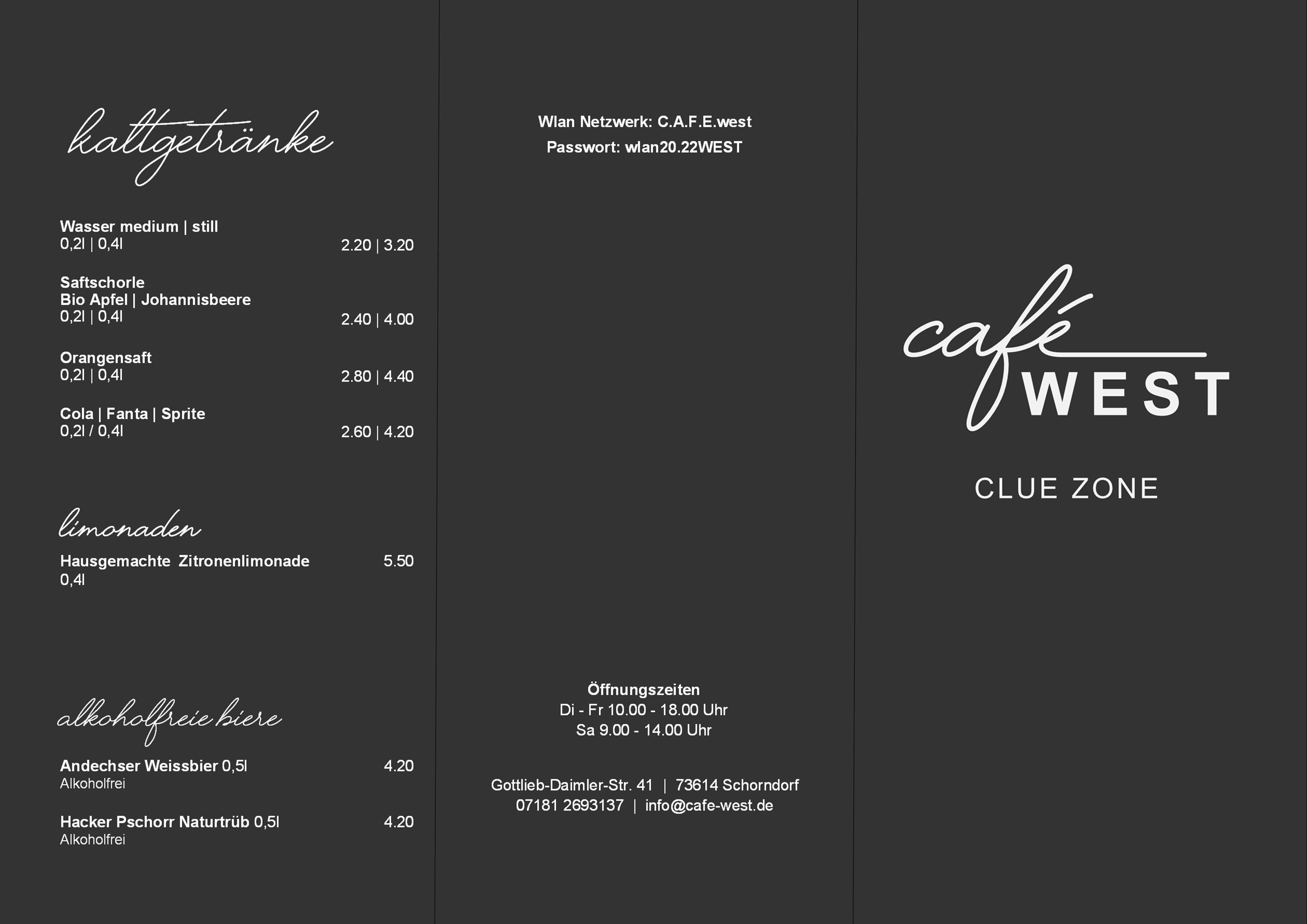 Menu von Cafe West in Schorndorf, page 2